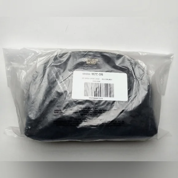 VS Black Luxe Floral Lace Glam Bag Zippered Cosmetics Beauty Makeup Case NEW - Picture 4 of 6